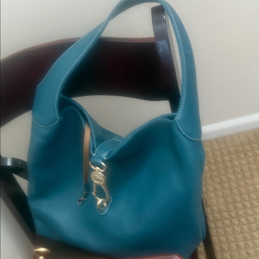 Dark green  Leather Hobo Bag logo lock